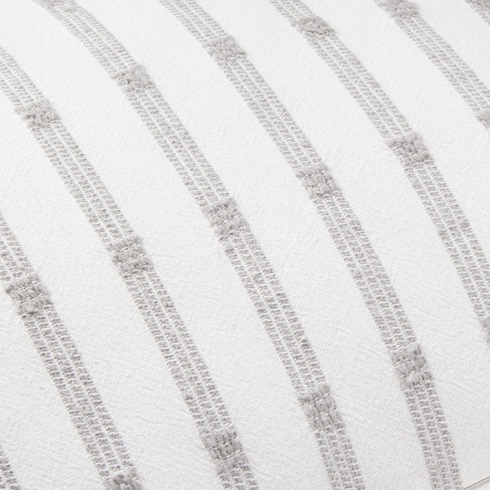 14"x20" Textured Rail Stripe Lumbar Throw Pillow Cream/Light Gray - Hearth & Hand with Magnolia: Cotton Dobby, Indoor Use