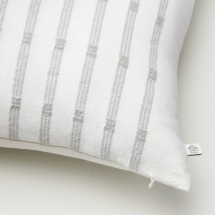 14"x20" Textured Rail Stripe Lumbar Throw Pillow Cream/Light Gray - Hearth & Hand with Magnolia: Cotton Dobby, Indoor Use