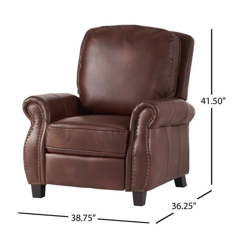 Torreon Polyurethane Leather Recliner Club Chair: Pushback, Birch Wood Legs - Christopher Knight Home (LOCAL PICKUP ONLY)