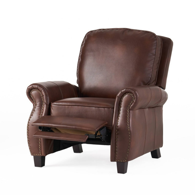 Torreon Polyurethane Leather Recliner Club Chair: Pushback, Birch Wood Legs - Christopher Knight Home (LOCAL PICKUP ONLY)