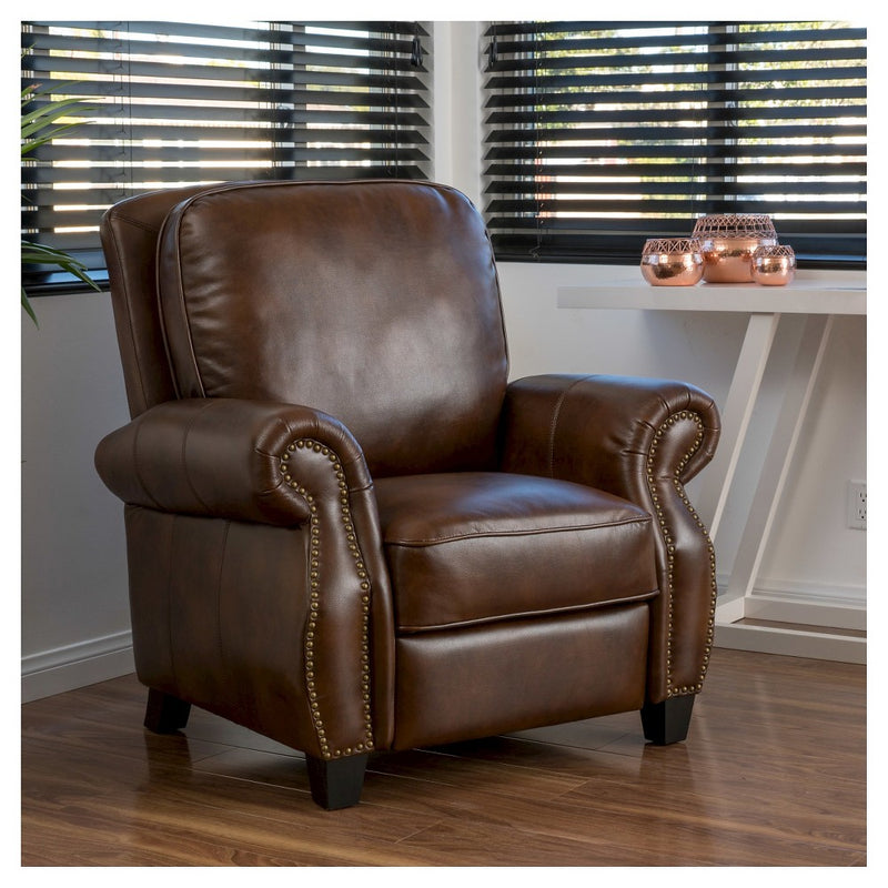 Torreon Polyurethane Leather Recliner Club Chair: Pushback, Birch Wood Legs - Christopher Knight Home (LOCAL PICKUP ONLY)