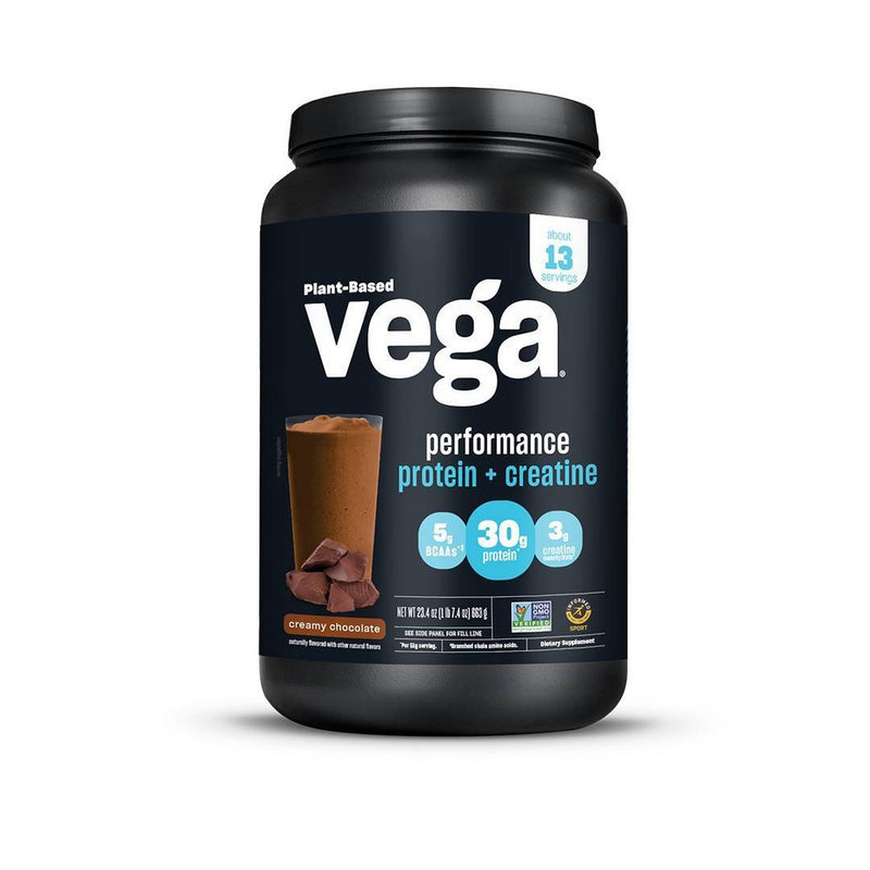 Vega Performance Protein + Creatine Plant Based Vegan Powder - Chocolate - 23.4oz