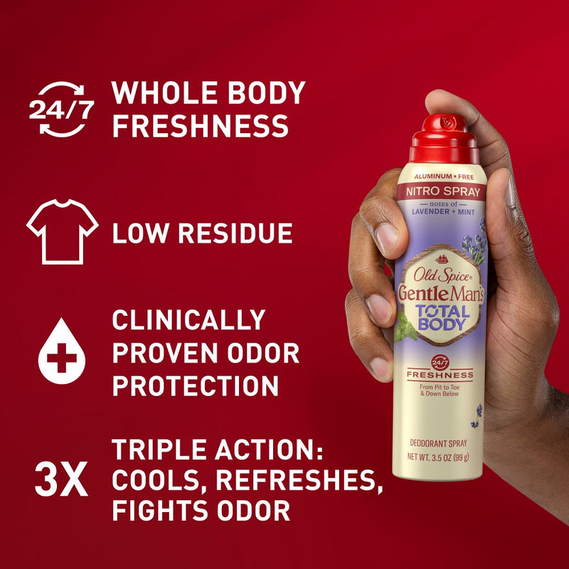 Old Spice Whole Body Deodorant for Men - Total Body Aluminum Free Spray - Lavender & Mint - 3.5oz