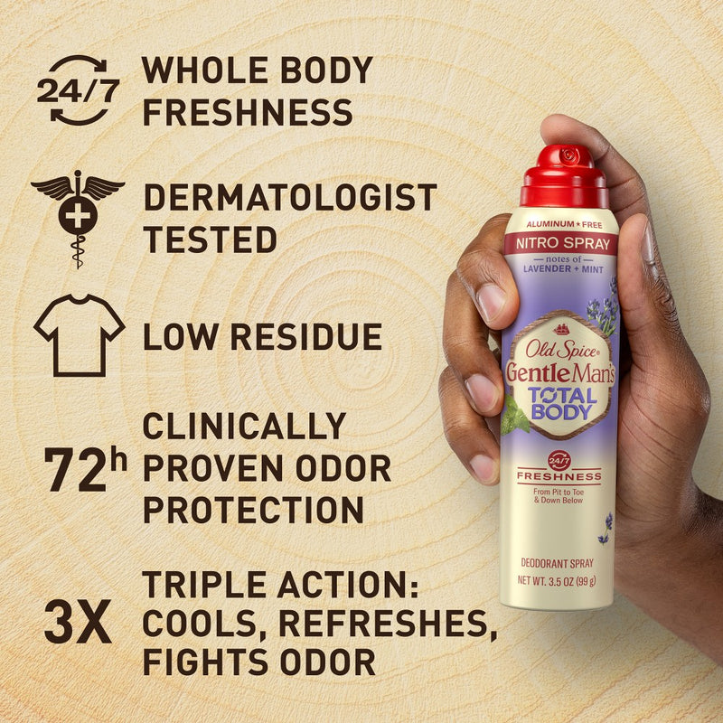 Old Spice Whole Body Deodorant for Men - Total Body Aluminum Free Spray - Lavender & Mint - 3.5oz