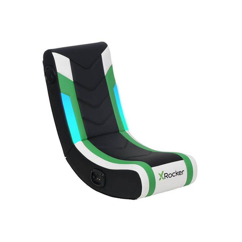 X Rocker Horizon RGB Lighting 2.0 Wired Floor Rocker Gaming Chair Green/Black/White (LOCAL PICKUP ONLY)
