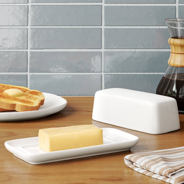 2pc Porcelain Butter Dish White - Threshold