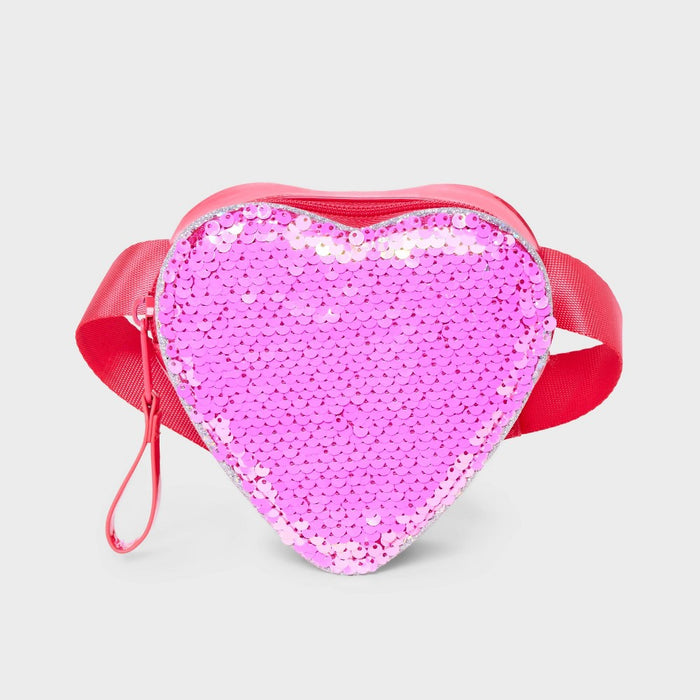 Girls' Heart Shaped Flip Sequin Crossbody Bag - Cat & Jack Pink