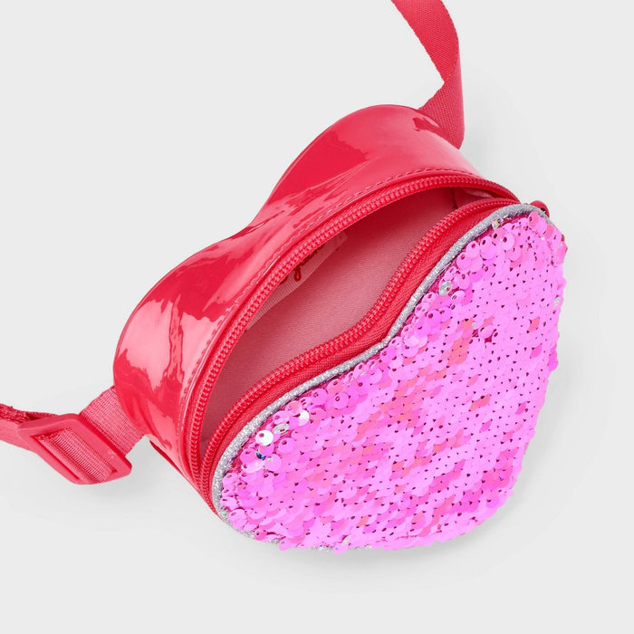 Girls' Heart Shaped Flip Sequin Crossbody Bag - Cat & Jack Pink