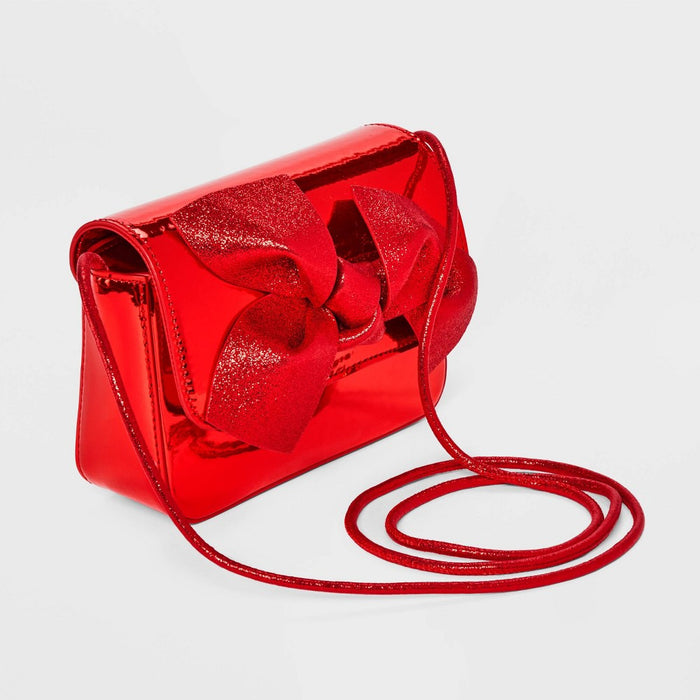 Girls' Glitter Bow Crossbody Bag - Cat & Jack Red