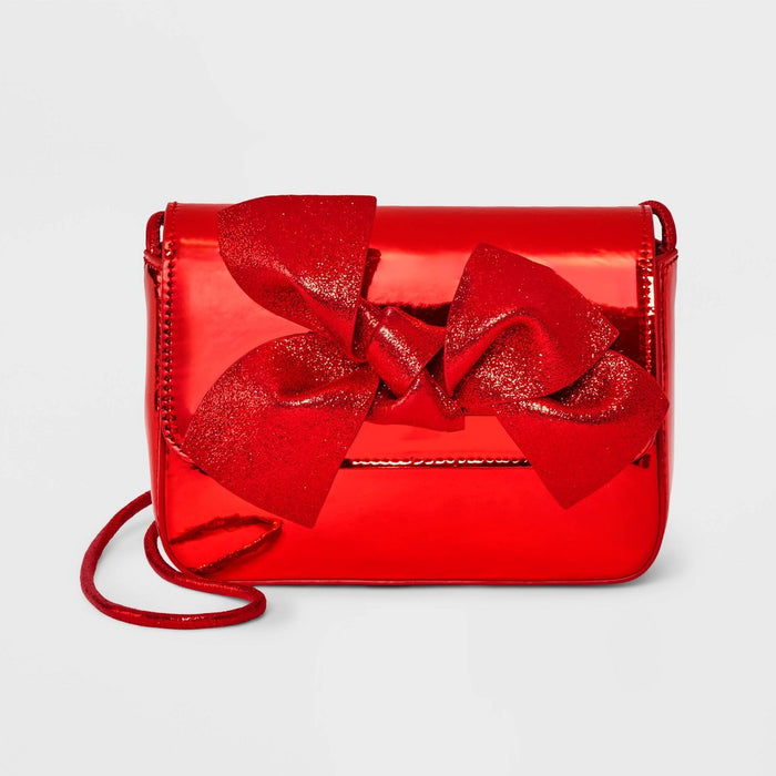 Girls' Glitter Bow Crossbody Bag - Cat & Jack Red