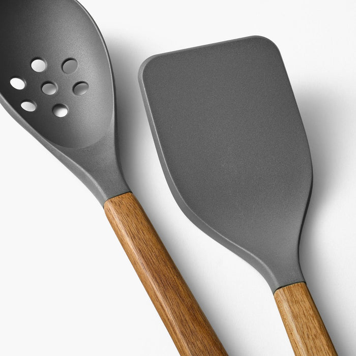 10pc Wood/Nylon Kitchen Utensil Set Gray - Figmint