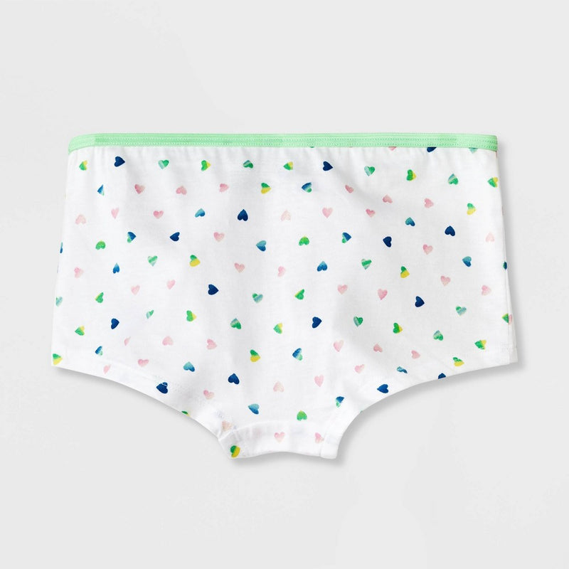 Girls' 10pk Heart/Striped Cotton Boy Shorts - Cat & Jack 12