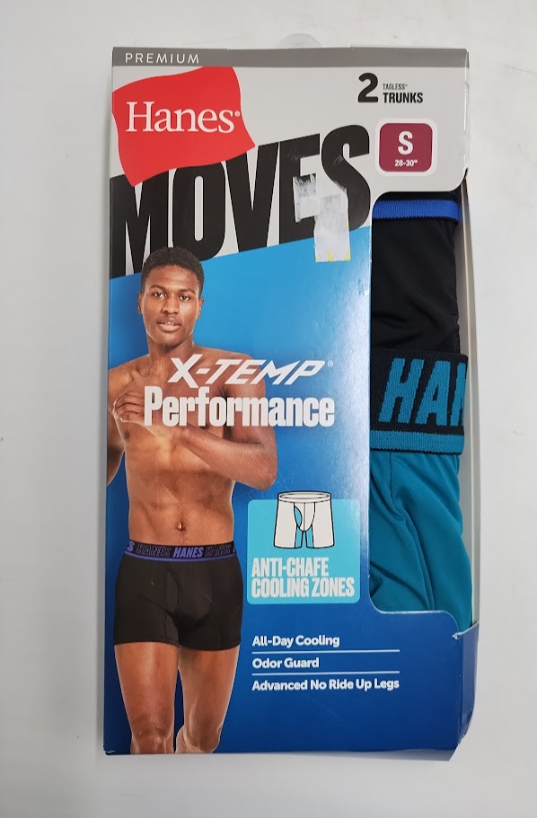 Hanes Moves Premium Men's Anti-Chafe X-Temp Trunks 2pk - Blue/Black S