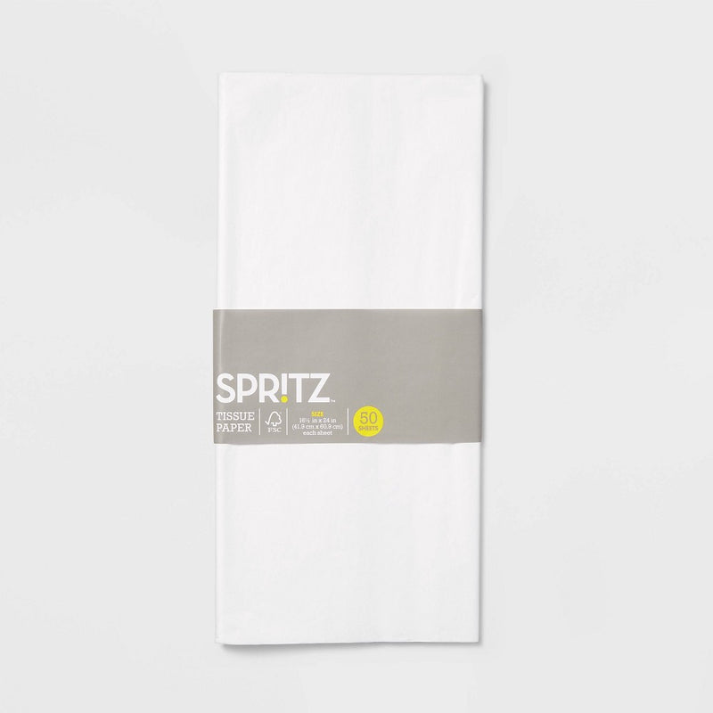 50ct White Banded Tissues - Spritz
