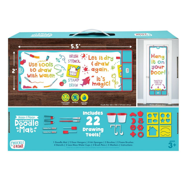 Giant Aqua Draw Door & Floor Doodle Mat with 22 Mess-Free Tools - Chuckle & Roar