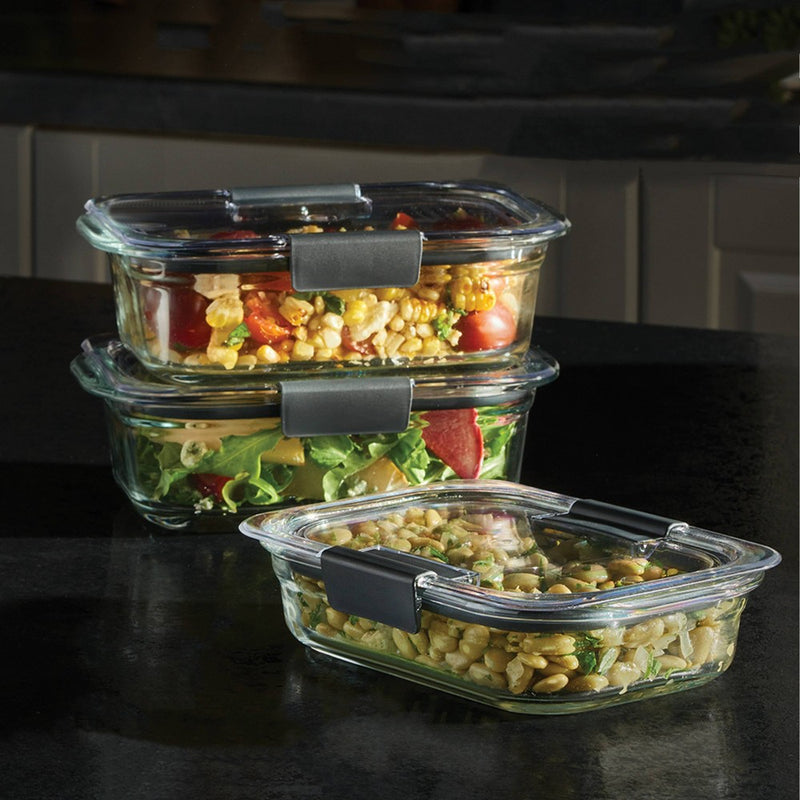 Rubbermaid Brilliance 18pc Glass Food Storage Container Set: Clear, Microwave & Dishwasher Safe, Includes Lids, 1-Year Warranty