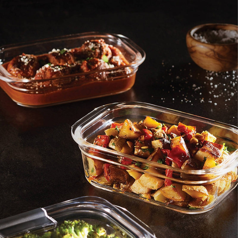 Rubbermaid Brilliance 18pc Glass Food Storage Container Set: Clear, Microwave & Dishwasher Safe, Includes Lids, 1-Year Warranty