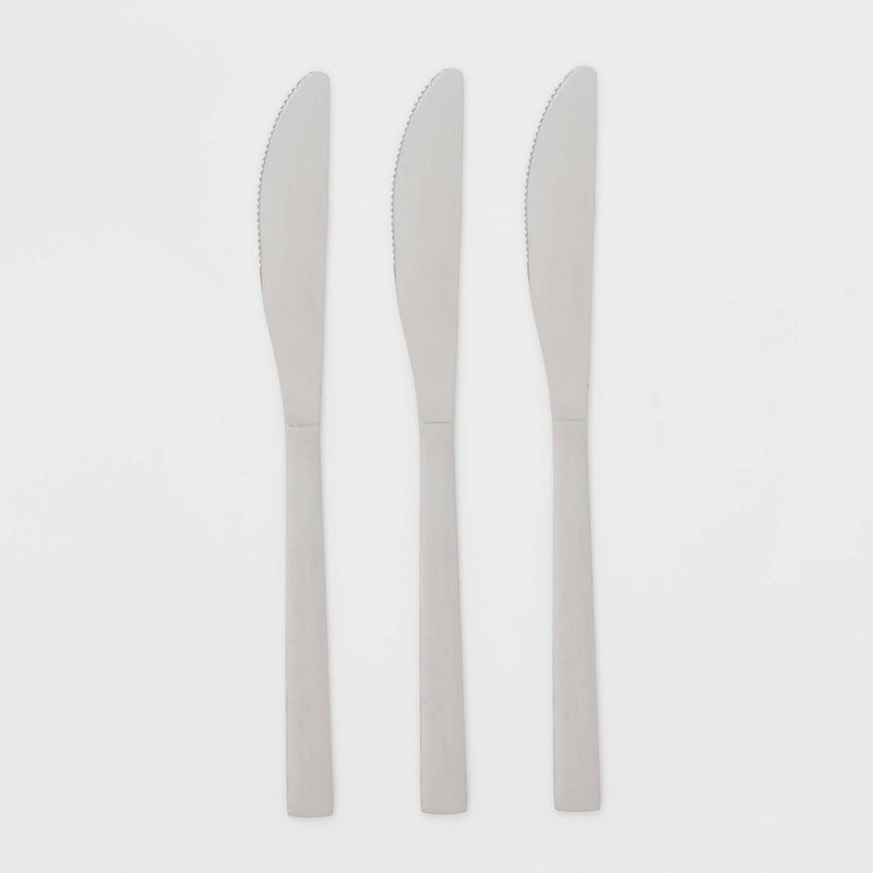 3pc Knife Set - Room Essentials: Stainless Steel Dinner Knives, Dishwasher-Safe, Silver, Service for 3