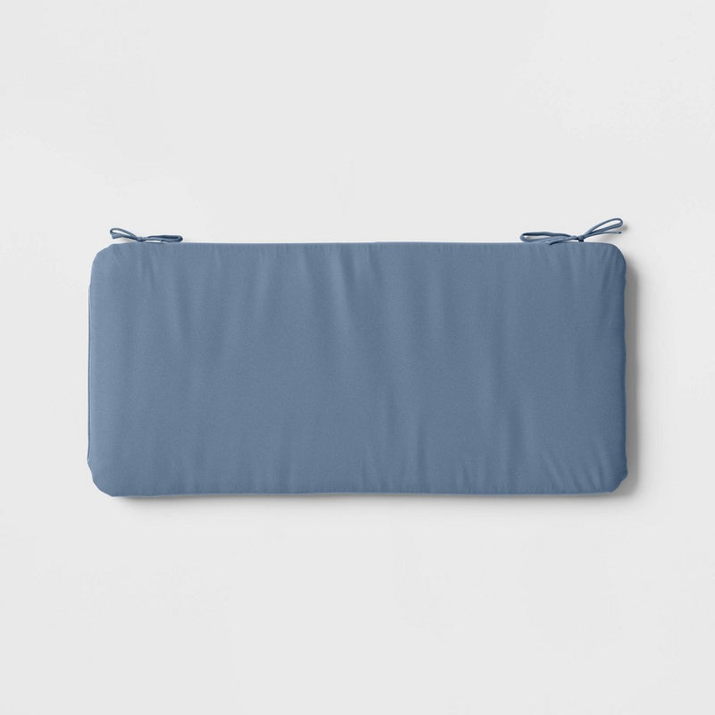 17"x37" Outdoor Bench Cushion Quilted Blue - Room Essentials: With Ties, Comfortable Patio Seating (LOCAL PICKUP ONLY)
