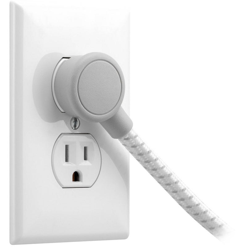 GE 7-Outlet Surge Protector with USB 1470J 2 USB-A (2.4A) 4' Braided Cord White and Gray