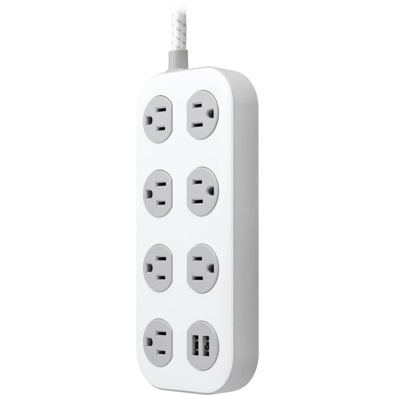 GE 7-Outlet Surge Protector with USB 1470J 2 USB-A (2.4A) 4' Braided Cord White and Gray