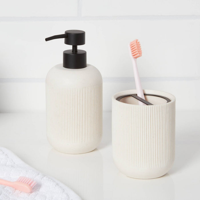 Modern Resin Toothbrush Holder Sand - Threshold