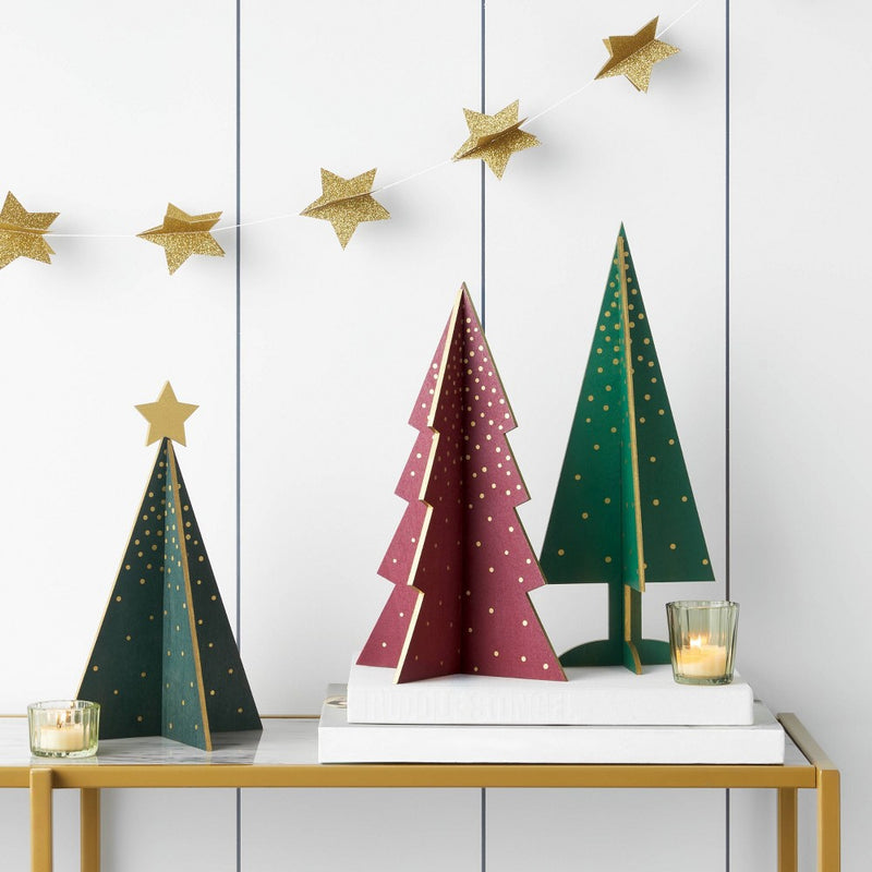 3pc Wood Christmas Tree Figurine Set - Wondershop Red/Green