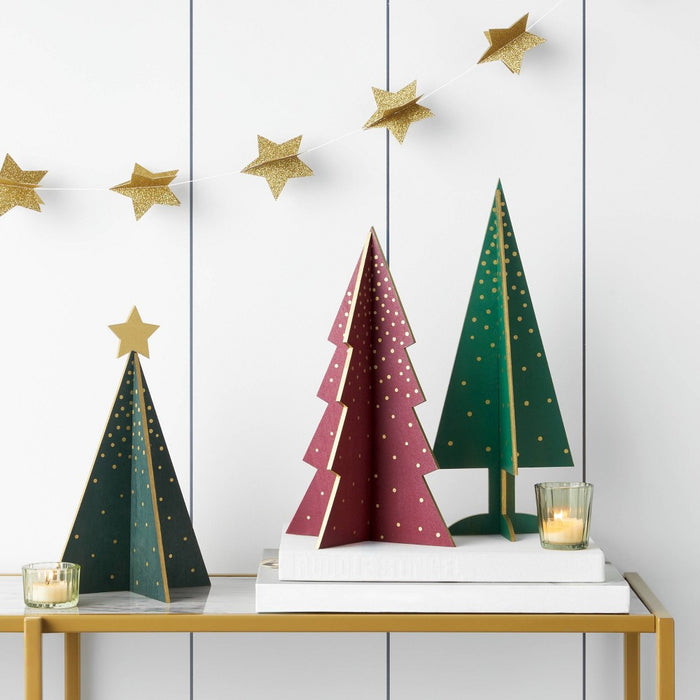 3pc Wood Christmas Tree Figurine Set - Wondershop Red/Green