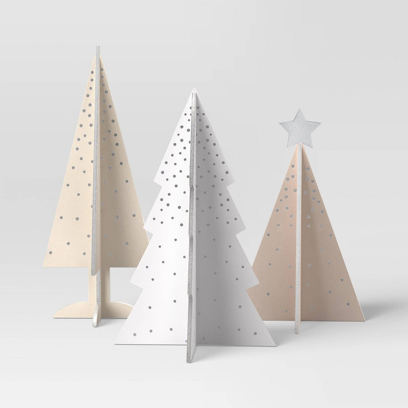 3pc Wood Christmas Tree Figurine Set - Wondershop