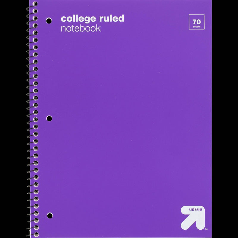 College Ruled Purple 1 Subject Flexible Plastic Cover Spiral Notebook - up&up: 70 Pages, 3 Hole Punched, Tween Audience