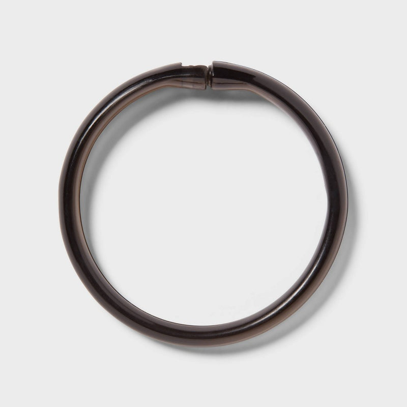Colored Shower Curtain Rings Black - Room Essentials: Durable ABS Material, Fits Standard Rods, Set of 12