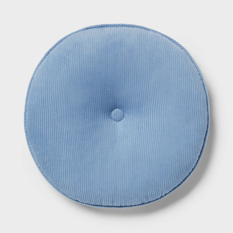Round Decorative Pillow Blue - Room Essentials: Indoor Corduroy, Teen-Friendly, OEKO-TEX Certified