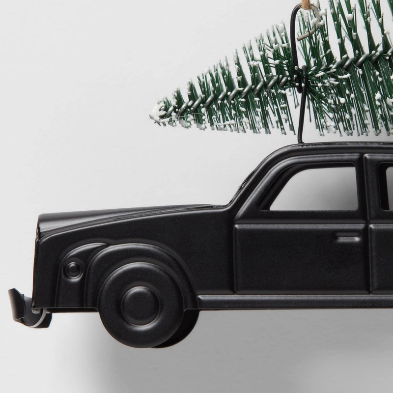 Metal Car with Bottle Brush Tree Christmas Tree Ornament Black - Wondershop: Indoor 3.25" Decor, No Battery Needed