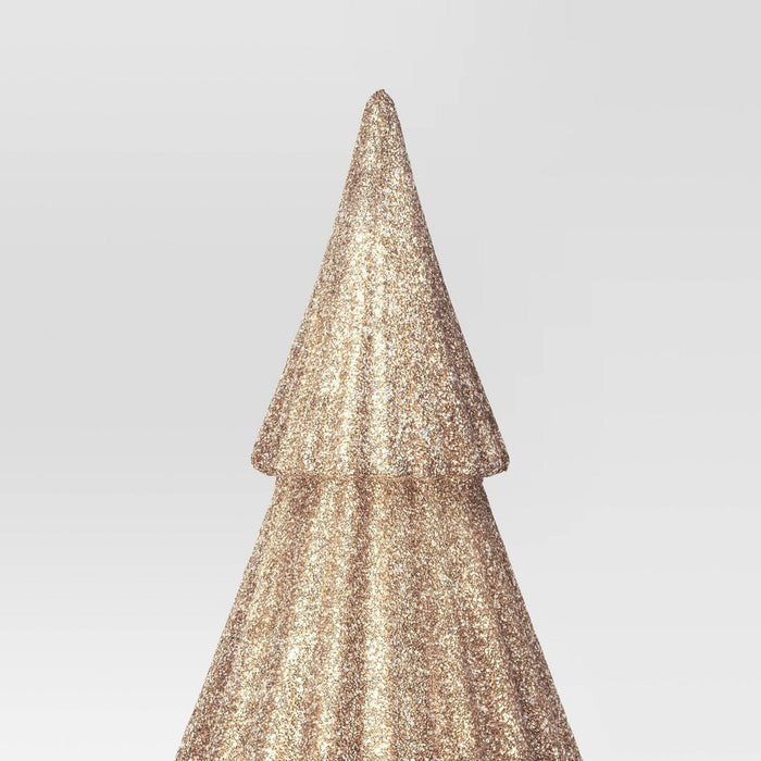 12" Glittered Christmas Tree Sculpture - Wondershop Champagne