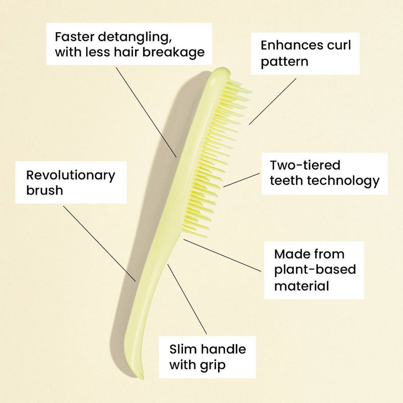 Tangle Teezer Plant Brush Naturally Curly Detangling Hair Brush - Pastel Lemon
