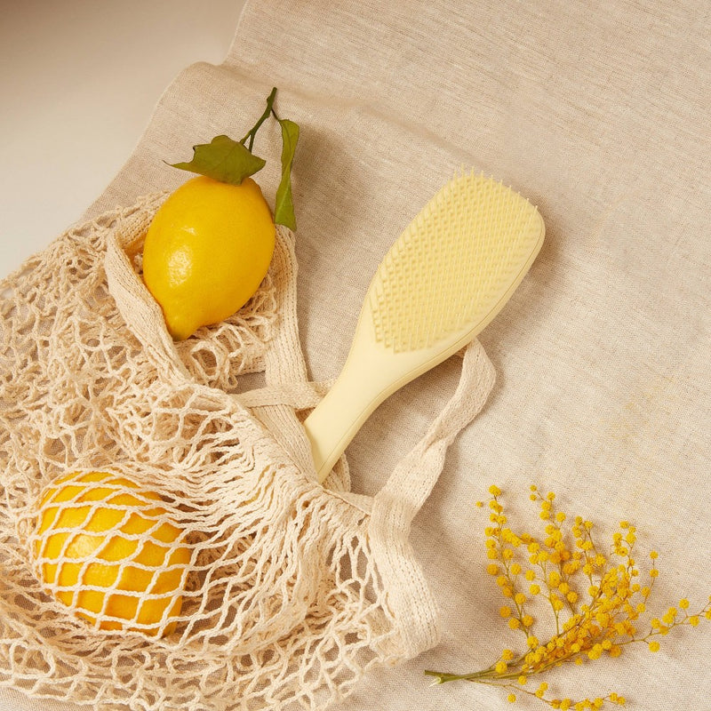 Tangle Teezer Plant Brush Naturally Curly Detangling Hair Brush - Pastel Lemon
