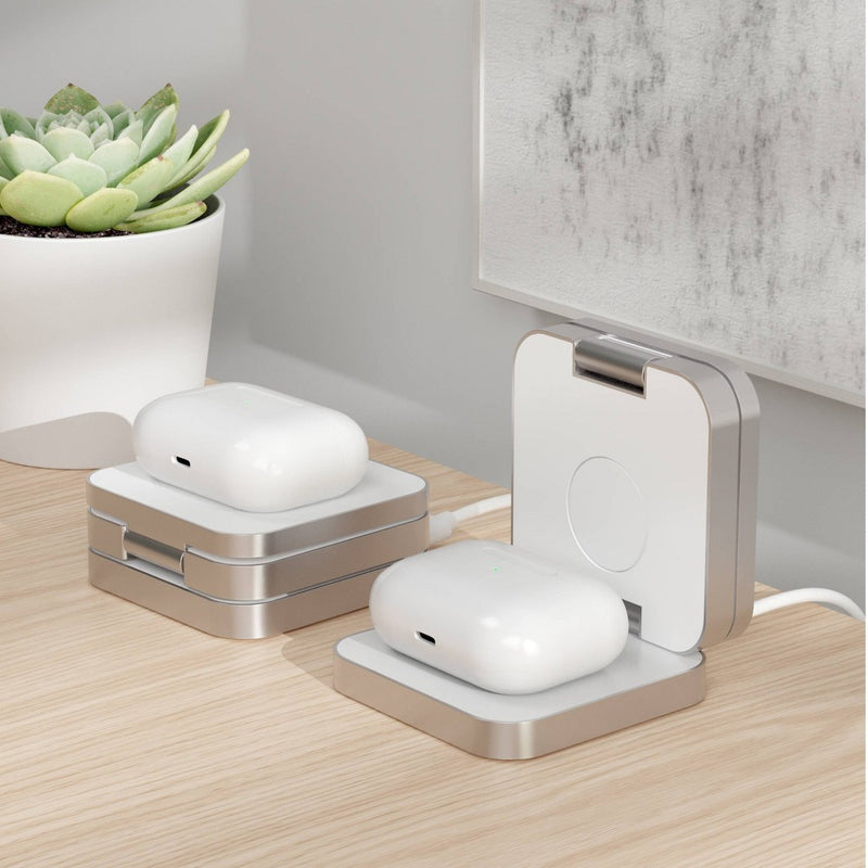 Just Wireless 3-in-1 Magnetic Collapsible Wireless Charger - White