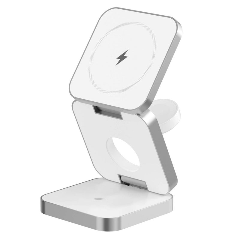 Just Wireless 3-in-1 Magnetic Collapsible Wireless Charger - White