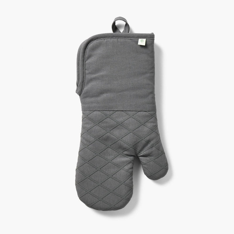 Oven Mitt Dark Gray - Figmint: Solid Cotton, Machine Washable, 14"x7", Hanging Loop, Silicon Gripper, OEKO-TEX Certified