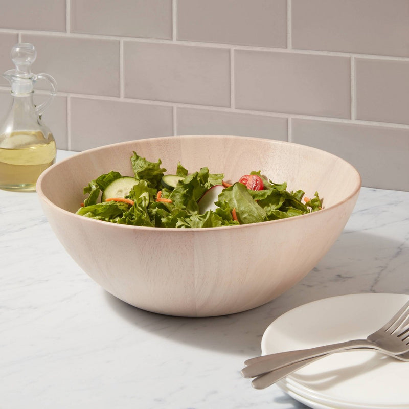 16oz Rubberwood White Washed Serving Bowl - Threshold
