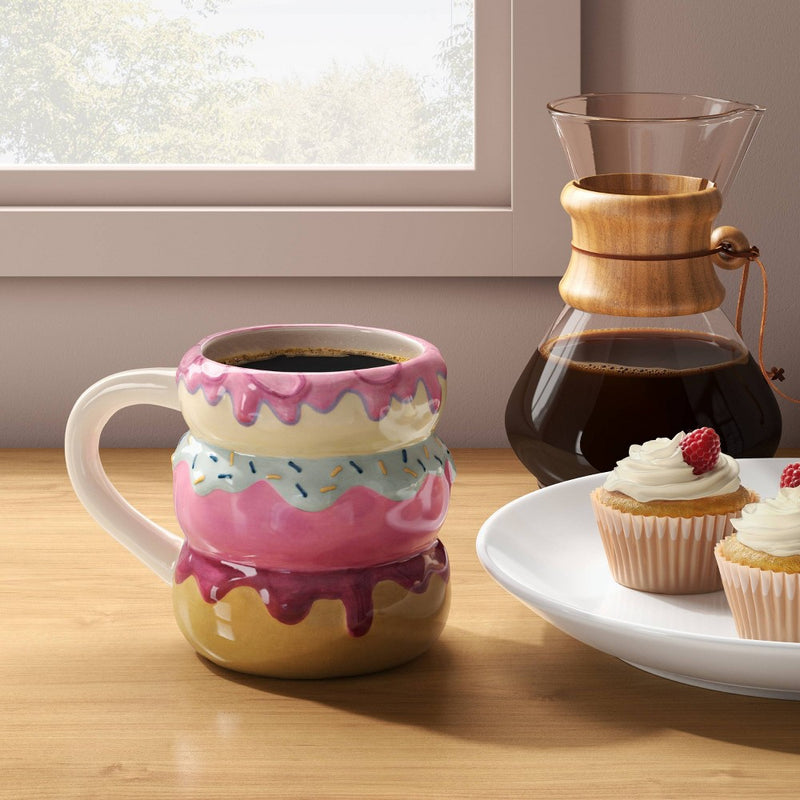 16oz Stoneware Figural Donut Mug Pink - Room Essentials