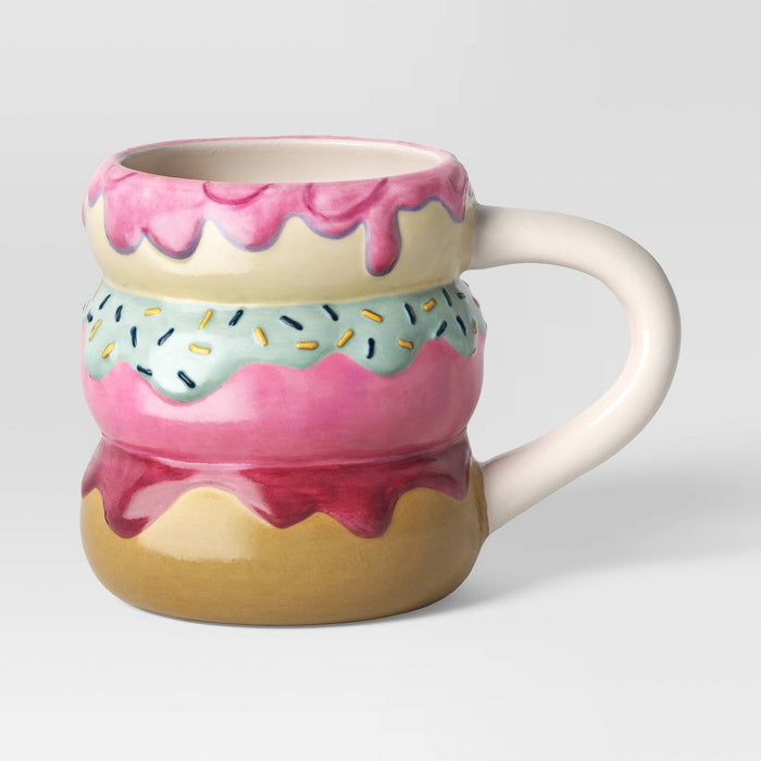16oz Stoneware Figural Donut Mug Pink - Room Essentials