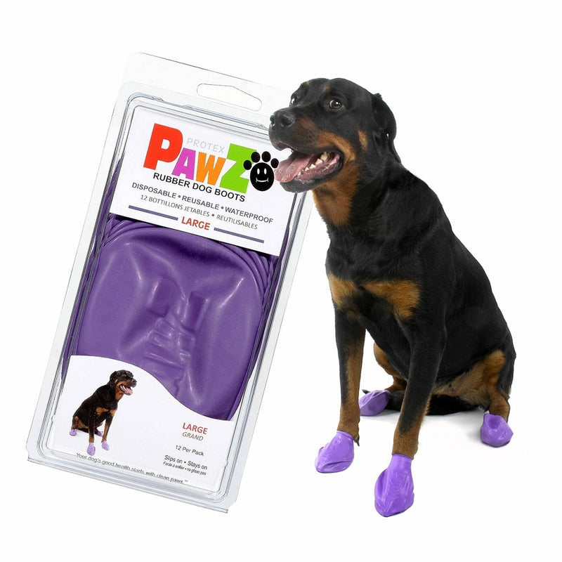 Pawz 12pc Rubber Dog Boots - L