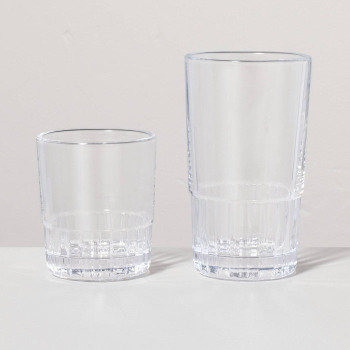 12.8oz Tall Fluted Glass Tumbler Clear - Hearth & Hand with Magnolia: Farmhouse Style, Dishwasher Safe, for Cold Drinks