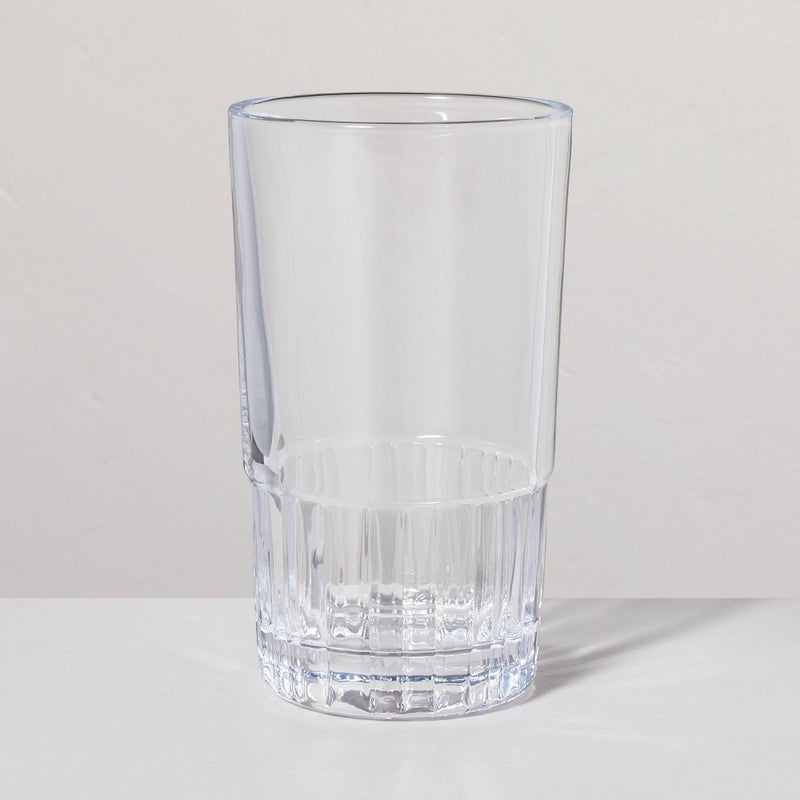 12.8oz Tall Fluted Glass Tumbler Clear - Hearth & Hand with Magnolia: Farmhouse Style, Dishwasher Safe, for Cold Drinks