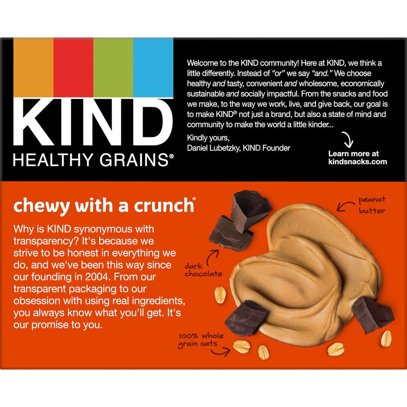 KIND Healthy Grains Peanut Butter Dark Chocolate Chunk, Gluten Free Granola Bars - 5ct