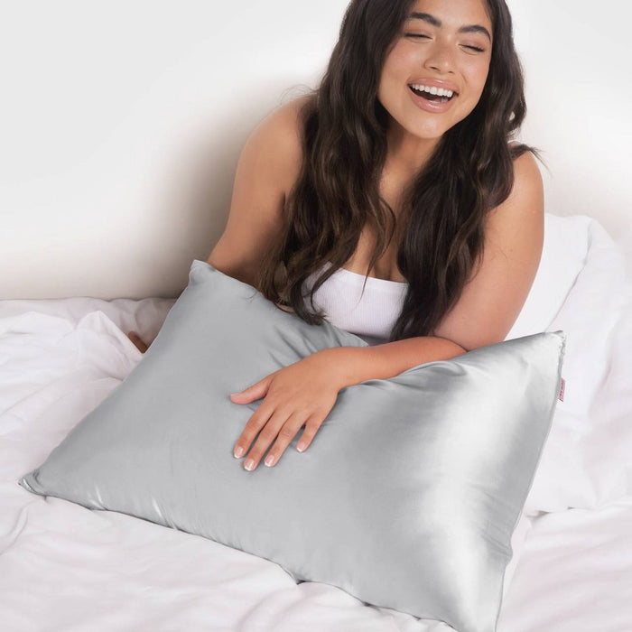Kitsch Queen Size Satin Standard Pillowcase Thread Count "600" - Silver