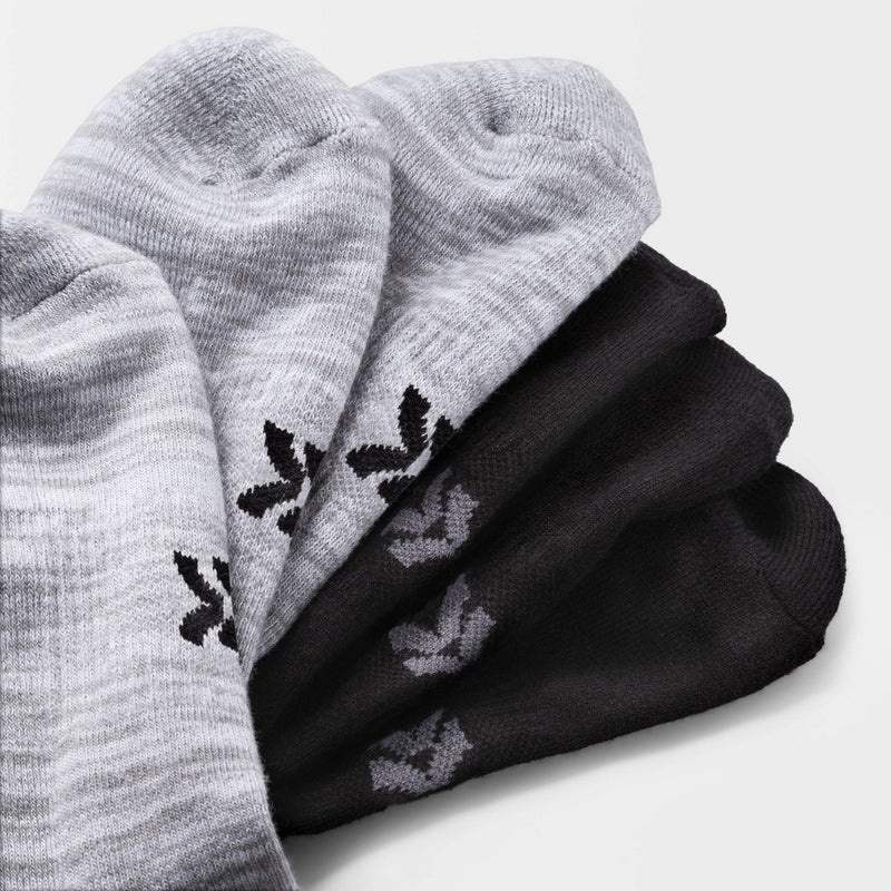 Women's Extended Size Cushioned 6pk Low Cut Athletic Socks - All In Motion Heather Gray/Black 8-12