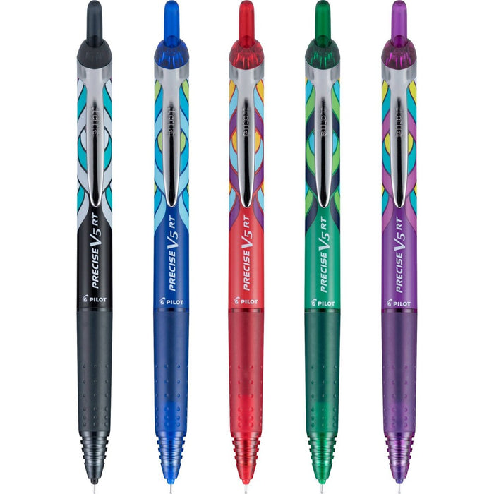 Pilot 5ct Precise V5 Art Deco Collection Rolling Ball Pens Extra Fine Point 0.5mm Assorted Inks: Stationery & Office Set