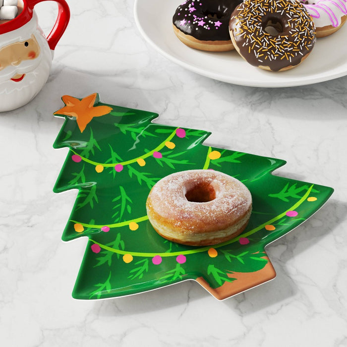 9.38" Christmas Melamine Figural Tree Appetizer Plate Green - Wondershop